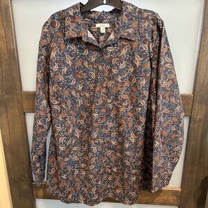 WOMENS PAISLEY BUTTON DOWN SHIRT